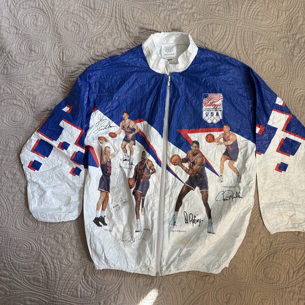 Vintage Kellogg's 1992 Olympics USA Dream Team Tyvek Youth Windbreaker Jacket